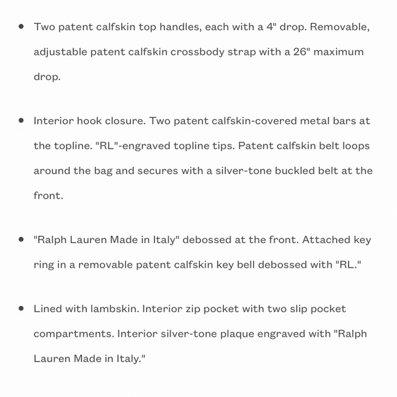 HOST PIC RALPH LAUREN COLLECTION RL 50 PATENT CALFSKIN TOP HANDLE IN RED - Picture 15 of 15